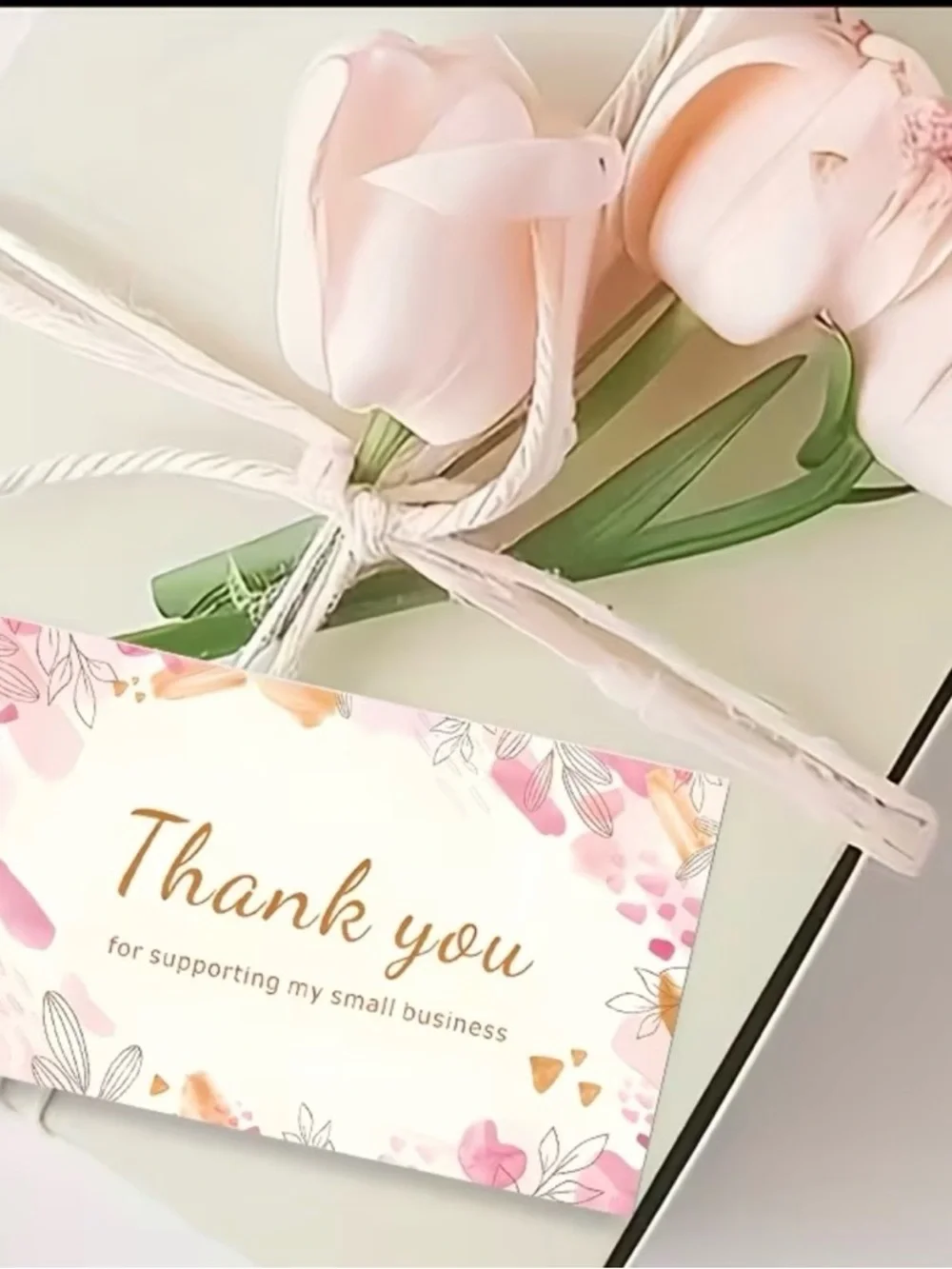 🆕 Floral Pink Thank You Cards - Packable Small Business Note